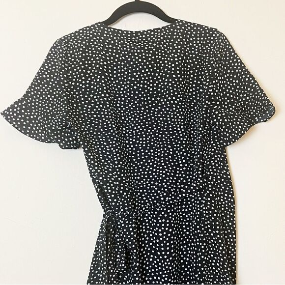 VERO MODA Black Polka Dot Henna Frill Wrap Dress, Size Small - Picture 9 of 16